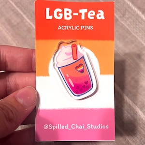 Lesbian Boba Tea Pin Acrylic Queer Smoothie Pride Pin