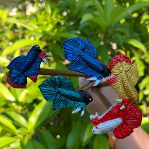 Beautifully Hand Crafted + Hand Painted Betta Flare Trainer Stick Exercise Fighting Fish Betta Keep Healthy