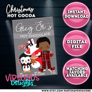 Merry Christmas Hot Cocoa Packet for Boys|Hot Cocoa packet for Christmas Eve cocoa|Hot Cocoa packet for boys custom with name|Personalized