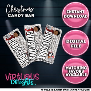 Merry Christmas Candy Bar Wrapper For boys, Christmas Party Favor for Boys, Christmas Candy Wrapper, Christmas Party, Candy Bar Wrappers