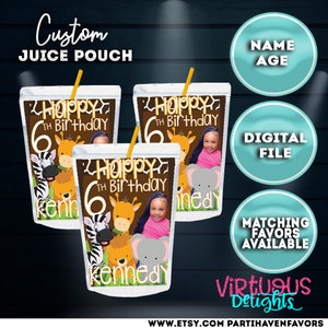 Safari Birthday Juice Pouch Label, Safari Birthday Party Juice Label, Safari Party Juice label, Custom Safari Birthday Capri Sun label Party