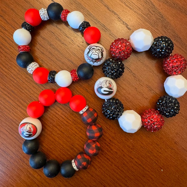 Georgia Bulldogs Abby Stretch Bracelet - Officially Licensed UGA Jewelry Gift For Fans