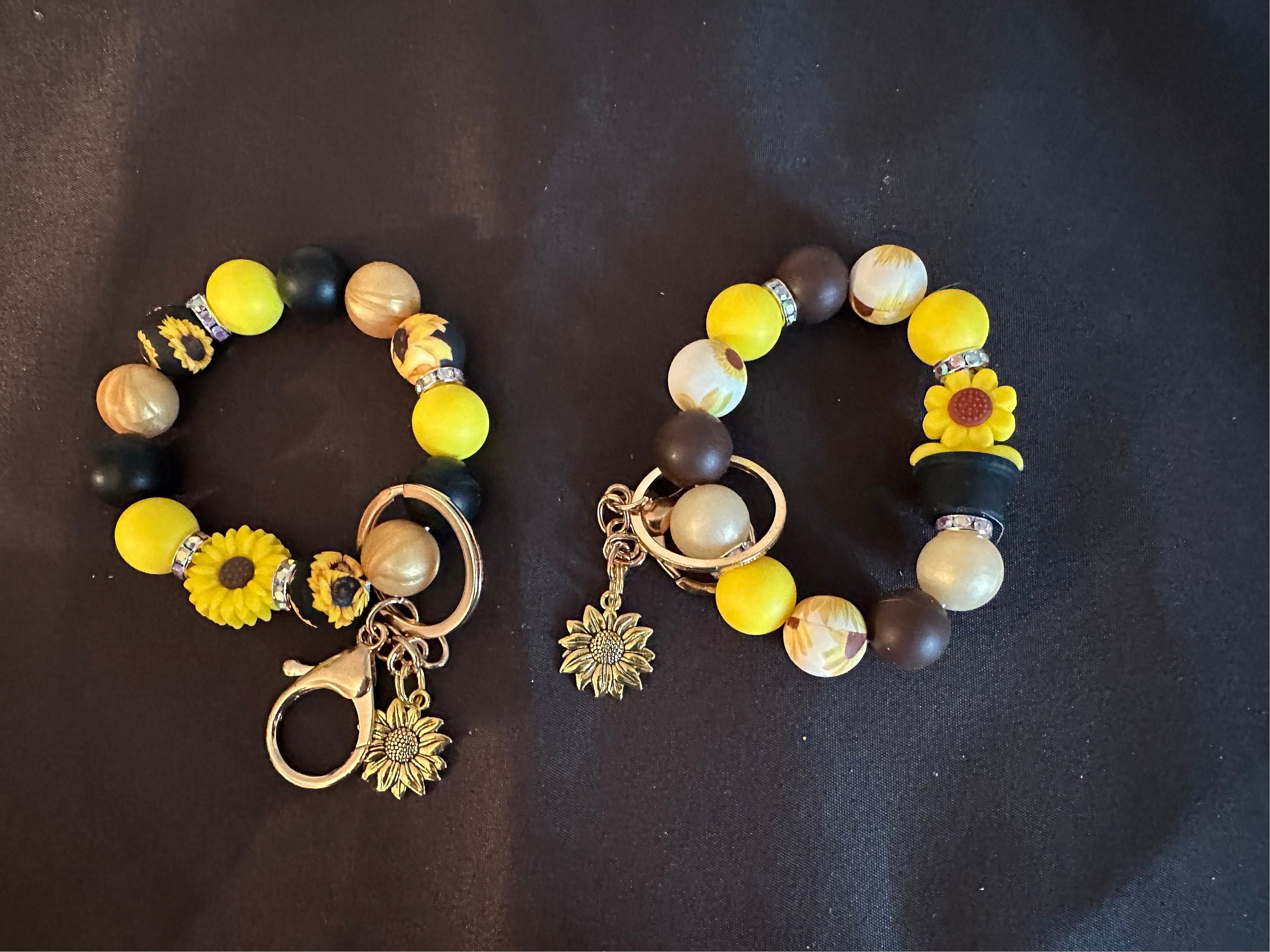 Personalized Sunflower Keychain Wristlet - Silicone beads - Tim's Pens and  Gifts