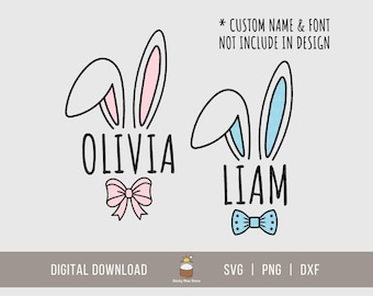 Bunny Name frame Svg Png, Easter Bunny Svg, Custom Name for Boy Girl Shirt Svg, Rabbit Split Name Svg, Easter Monogram Svg Cricut Cut File