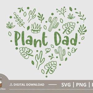Planta Papá Svg Png, Plantas Corazón Svg, Planta Papá Svg, Jardinería Svg, Camisa de Chico de Planta, Regalo amante de las plantas, Archivo cortado para Cricut, Archivo Digital