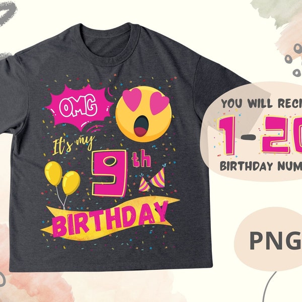 OMG its my birthday PNG, 1st 2nd 3rd 4th 5th 6th 7th 8th 9th 10th 11th 12th .. 20th Birthday, PNG Digital Download File for Birthday T-Shirt