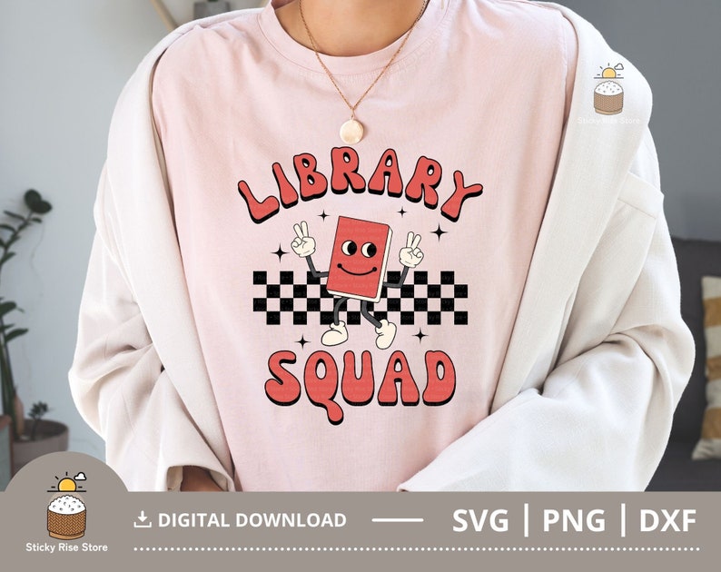 Library Squad Svg Png, Librarian Svg, Retro Library Shirt, Book Lover ...