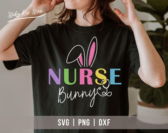 Nurse Bunny Svg Png, Easter Stethoscope Svg, Cute Easter Bunny Nurse Shirt Svg, Easter Bunny Ears Svg, Happy Easter Svg Cricut Cut File