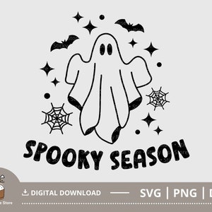Spooky Season Svg Png, Cute Halloween Svg, Ghost Vibes Svg, Retro Halloween Svg, Retro Ghost Svg, Spooky Vibes Svg, Svg Cut File for Cricut