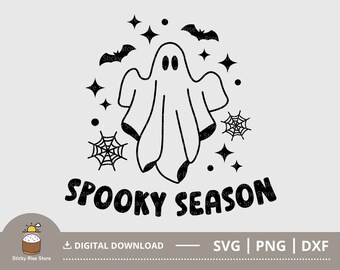 Temporada assustador Svg Png, Cute Halloween Svg, Ghost Vibes Svg, Retro Halloween Svg, Retro Ghost Svg, Spooky Vibes Svg, Arquivo de corte Svg para Cricut