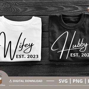 Hubby Wifey 2023 Svg, Panna młoda i pan młody Svg, Ślub Svg, Mąż i żona Svg, Rocznica Svg, Pan i Pani Svg, Svg Png Dxf Pliki cyfrowe