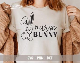 Nurse Bunny Svg Png, Cute Easter Bunny Stethoscope Svg, Easter Nurse Shirt Svg, Bunny Ears Rabbit Face Svg, Happy Easter Svg Cricut Cut File