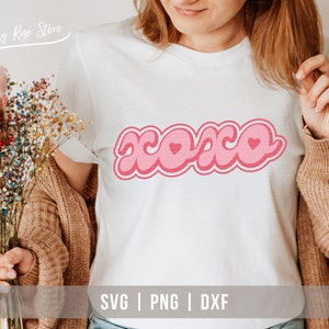 XoXo Svg, Retro Valentine Svg, Abrazos y Besos Svg, Día de San Valentín Svg, Vday Png Sublimación, Cricut Cut File, Svg Png Dxf Descargar Digital
