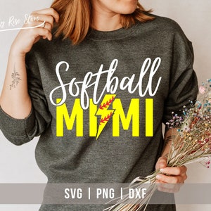 Softball Mimi Svg Png Dxf, Lightning Bolt Svg, Softball Grandma Shirt SVG, Game Day Svg, Softball Team Shirt, Cricut Cut Files - Silhouette