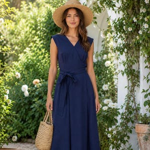 a line dresses for older women Viva Glam Womens Summer A-Line Boho Elegant Dresses Older (S) Blue at Amazon Women's Clothing store Dresses for Older Women -