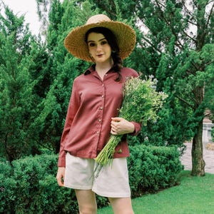 Linen Shirt - Long Sleeves Loose Fit Top - Linen Clothing for Women