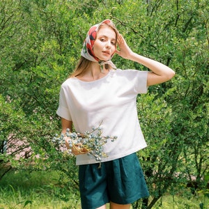 Linen tee - Linen short sleeves top - Linen short sleeves blouse - Linen Clothing for Woman - Premium Natural Fabrics
