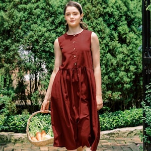 Linen loose sleeveless dress in MAXI length | Loose linen sleeveless summer dress | Premium Linen Clothing for Women