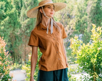 Linen short sleeves shirt - Linen Clothing for Women - Premium Natural Fabric