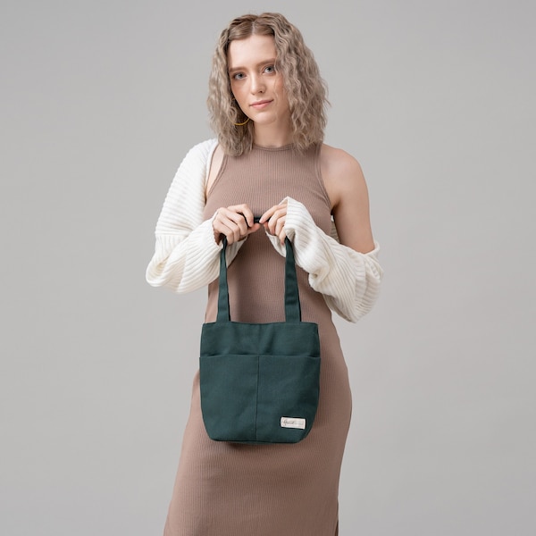 Mini Coated Canvas Tote  - Kelly Green main image 0
