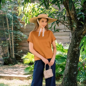 Linen tee - Linen short sleeves top - Linen short sleeves blouse - Linen Clothing for Woman - Premium Natural Fabrics