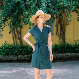 Wrap Linen Dress With Belt, Linen Dress With Ties, Premium Linen Clothing for Women