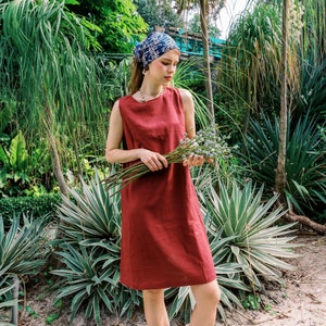Linen Tank Dress, Sleeveless Linen Summer Dress, Linen Mini Dress, Linen Shift Dress, Short Linen Dress for Women, Poppy Dress