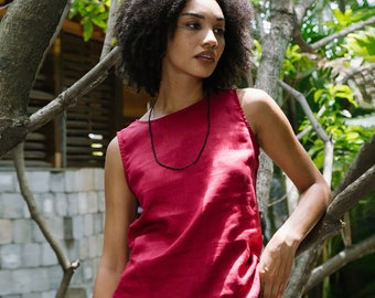 Linen Tank Top Sleeveless In Round Neck - Premium Linen Clothing for Women