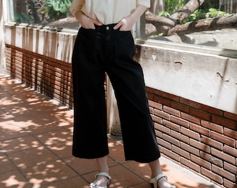 Mid-calf Linen Pants, Linen Crop Pants, Elastic-waist Linen Pants, Premium Linen Clothing for Women