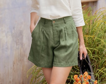 Linen High Waist Shorts - Linen Clothing for Women - Premium Natural Fabrics