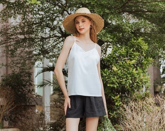 Linen Camisole - V Neck Cami Top - Premium Linen Clothing for Women