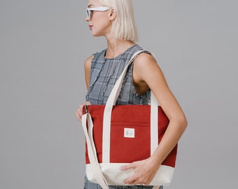 Canvas Tote Bag, Crossbody Shoulder Bag, 13" Laptop, A4 Documents