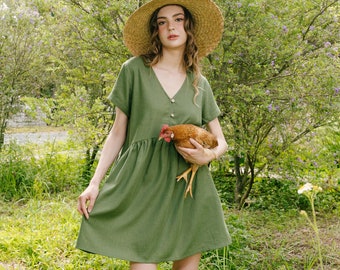 Meo Meli 100% Linen Pocket Dress Cobalt Boho Minimalist Italy Short Sleeve  - Etsy