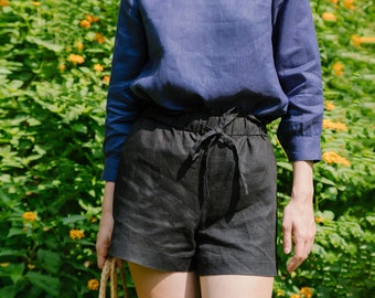 Linen Shorts - Elastic Waist  - Linen Clothing for Women