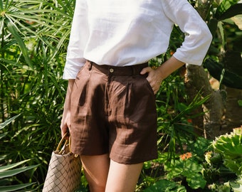 Linen High Waist Shorts