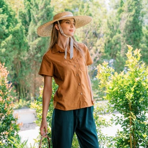 Linen short sleeves shirt - Linen Clothing for Women - Premium Natural Fabric