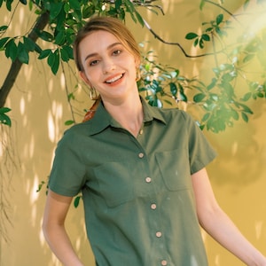 Linen short sleeves shirt - Linen Clothing for Women - Premium Natural Fabric