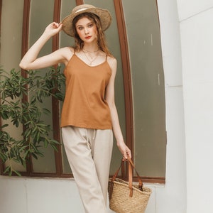 Linen Camisole - V Neck Cami Top - Premium Linen Clothing for Women