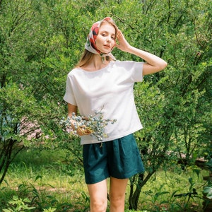 Linen tee - Linen short sleeves top - Linen short sleeves blouse - Linen Clothing for Woman - Premium Natural Fabrics