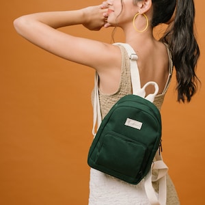 Vanie Canvas Backpack, Mini Backpack for Women, Teens gift, Birthday gift, Christmas Gifts, Weekend backpack, Gift for Her, Anniversary gift Forest Green