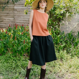 Linen Skirt, Midi Linen Skirt, High Waist Skirt, Premium Linen Clothing for Women