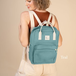 Aki Canvas backpack | Backpack for Woman | Travel backpack | Gift for Her | Christmas Gifts | Back to School Backpack | Fit Laptop 13 inches