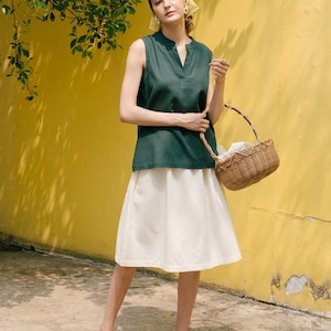 Linen Skirt, Midi Linen Skirt, High Waist Skirt, Premium Linen Clothing for Women