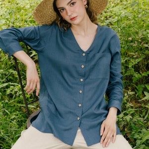 Oversized Linen Shirt Linen Clothing for Women image 2