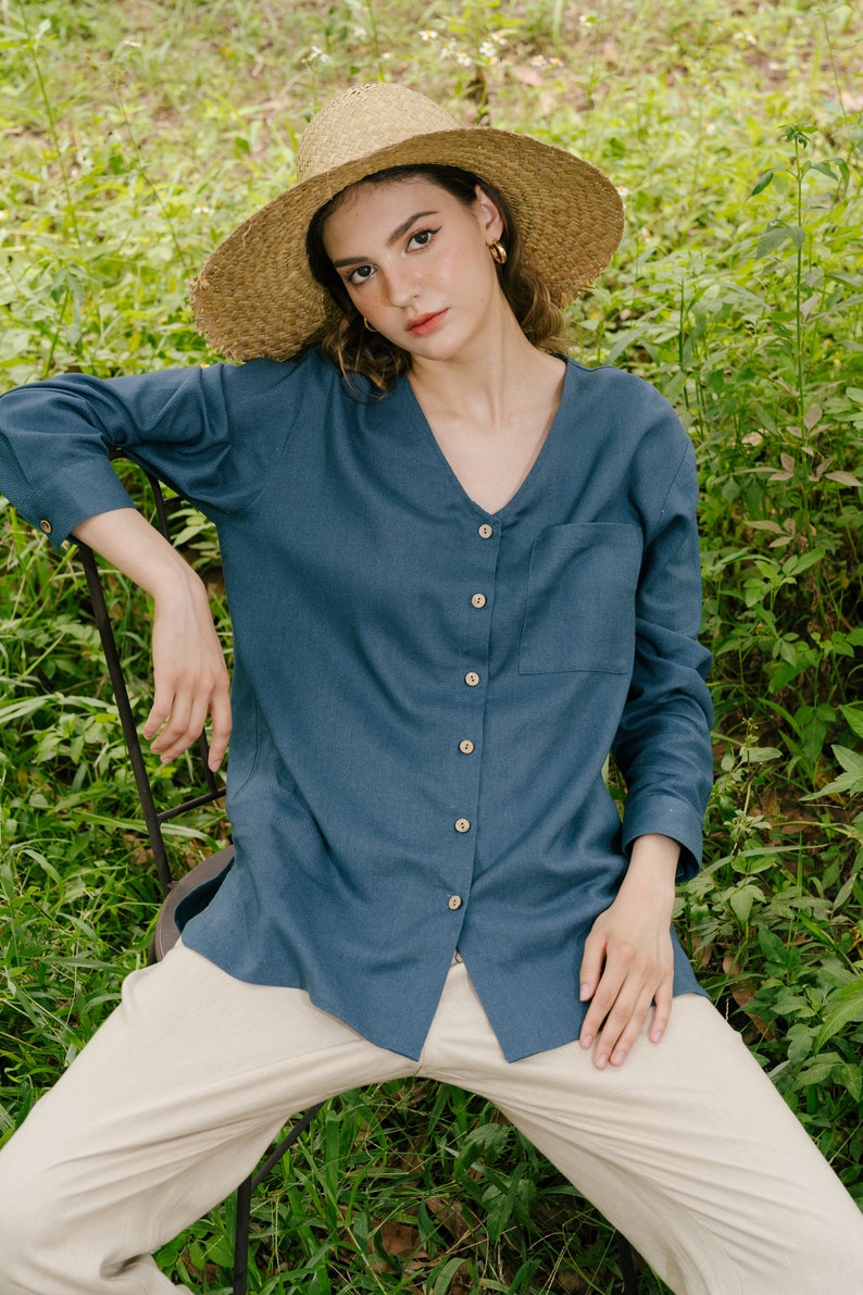 Oversized Linen Shirt Linen Clothing for Women image 2