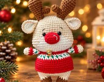 Handmade Crochet Christmas Reindeer – Cute Amigurumi Holiday Gift