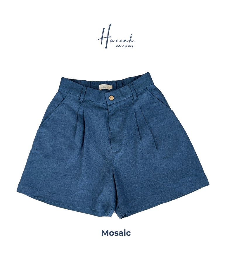 Linen High Waist Shorts Linen Clothing for Women Premium Natural Fabrics Mosaic