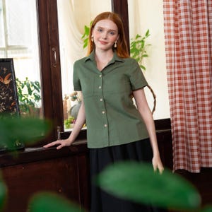Linen short sleeves shirt - Linen Clothing for Women - Premium Natural Fabric