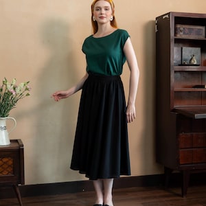 Wide Linen Skirt CHERRY, Flare Skirt, Summer Long Linen Skirt, Premium Linen clothing for Women