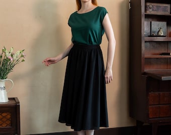 Wide Linen Skirt CHERRY, Flare Skirt, Summer Long Linen Skirt, Premium Linen clothing for Women